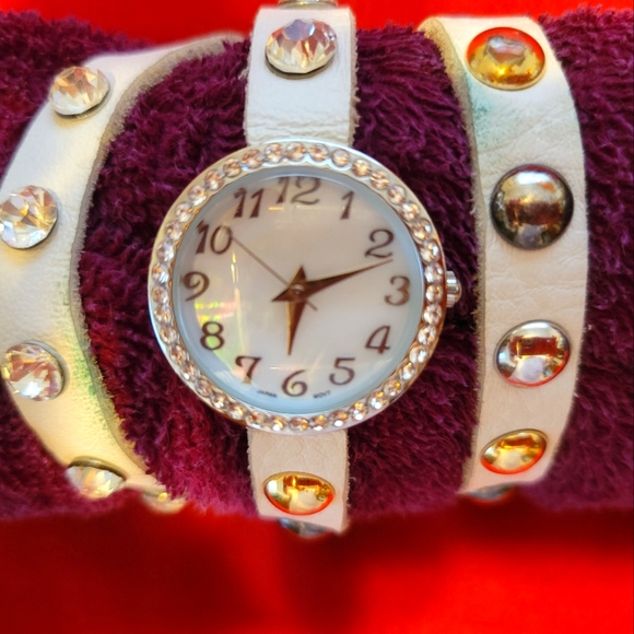 Accessories - Leather wrap around watch with bling.
